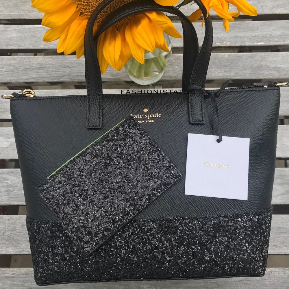 Kate spade Ina black glitter satchel card holder - Picture 4 of 8
